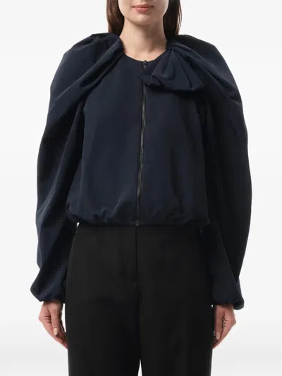 Lanvin Bow-detail Gathered Jacket In Black