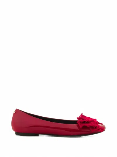 Lanvin Bow-detail Patent Leather Ballet Flats In Burgundy
