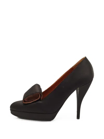 Pre-owned Lanvin Bow-detail Platform Pumps In Black
