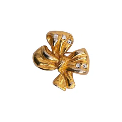 Pre-owned Lanvin Bow-shaped Gilded Metal Brooch In Multi