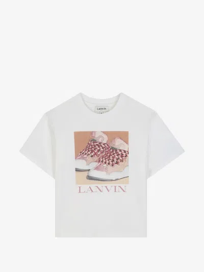 Lanvin Boy's Cotton Crewneck T-shirt With Front Logo Print In Multi