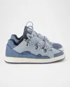 Lanvin Kids Blue Lace-up Sneakers In Denim Blue