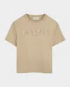 Lanvin Boy's Logo-embroidered T-shirt In Sand