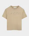 Lanvin Boy's Logo-embroidered T-shirt In Sand