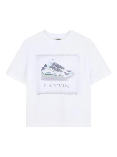 Lanvin Boys' Crethestanesedew-neck Cotton T-shirt - Mini Fit In White