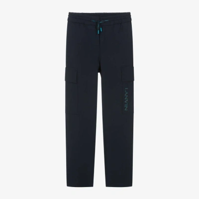 Lanvin Kids' Boys Navy Blue Wool Cargo Trousers