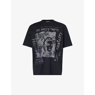 Lanvin Mens Black Brand-print Short-sleeved Cotton-jersey T-shirt