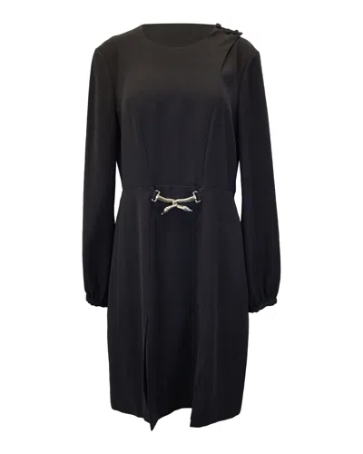 Lanvin Brass Hook Detail Knee-length Dress In Black Polyester