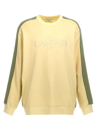 Lanvin Embroidered Side Curb Crewneck Sweater In Yellow