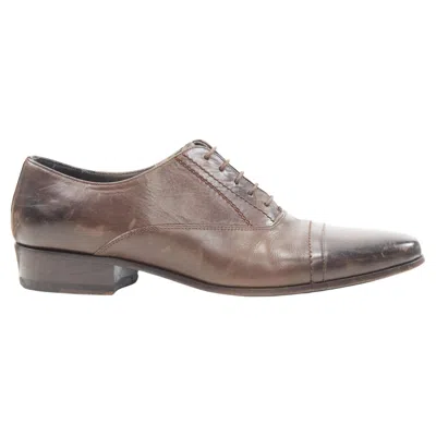 Pre-owned Lanvin Brown Calfskin Lace Up Distressed Scuffed Leather Dress Shoes Us8 Eu41