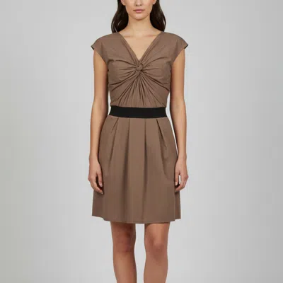 Pre-owned Lanvin Brown Cotton Draped Mini Dress L