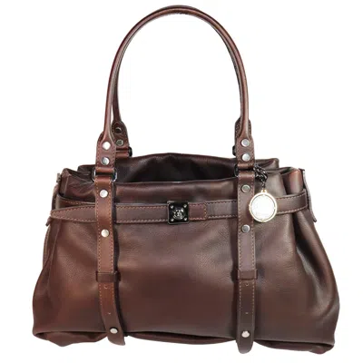 Pre-owned Lanvin Brown Leather Double Strap Purse W/ Silver Hardware