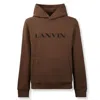 Lanvin Brown Logo Hoodie In Black