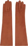 Lanvin Brown Long Slim Suede Gloves