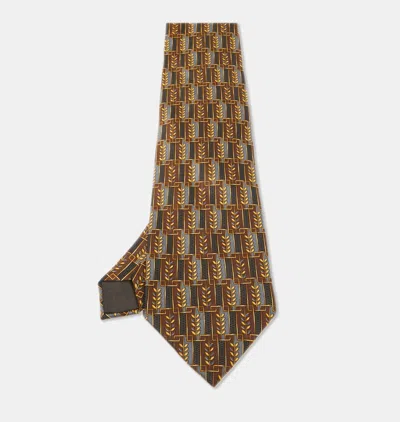 Pre-owned Lanvin Brown Printed Silk Traditional Tie