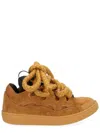 Lanvin Brown Solid Curb Sneakers In Brown