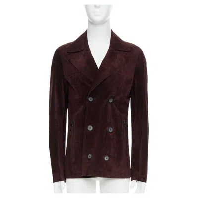 Pre-owned Lanvin Brown Vegetable Calfskin Suede Double Breasted Jacket Fr48 M