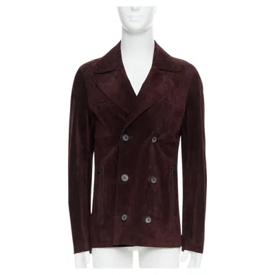 Pre-owned Lanvin Brown Vegetable Calfskin Suede Double Breasted Jacket Fr48 M