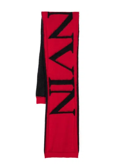 Lanvin Brushed Intarsia-knit Scarf In Red