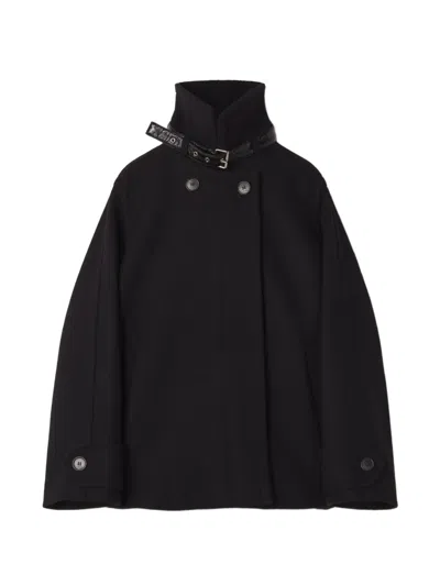 Lanvin Buckled-collar Double-breasted Coat In Black