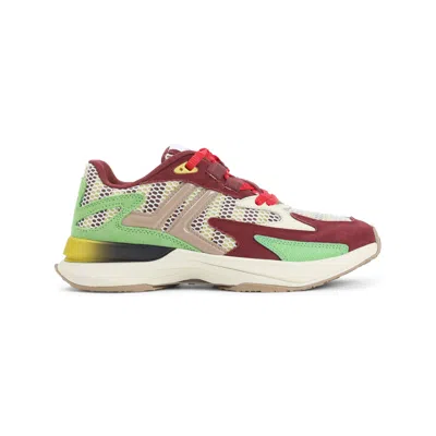 Lanvin Burgundy And Green Jla Calf Leather Sneakers In Multi