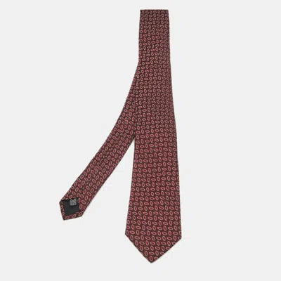 Pre-owned Lanvin Burgundy Jacquard Silk Tie