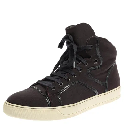 Lanvin Burgundy Nylon High Top Sneakers In Black