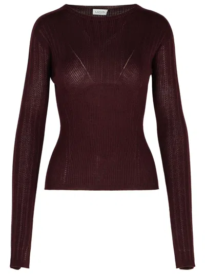 Lanvin Burgundy Wool Blend Sweater In Brown