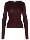 Lanvin Ribbed Knitwear Fitted Slit Cuffs In Burgundy