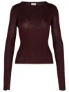 Lanvin Ribbed Knitwear Fitted Slit Cuffs In Bordeaux