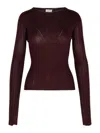 Lanvin Ribbed Knitwear Fitted Slit Cuffs In Rojo Oscuro