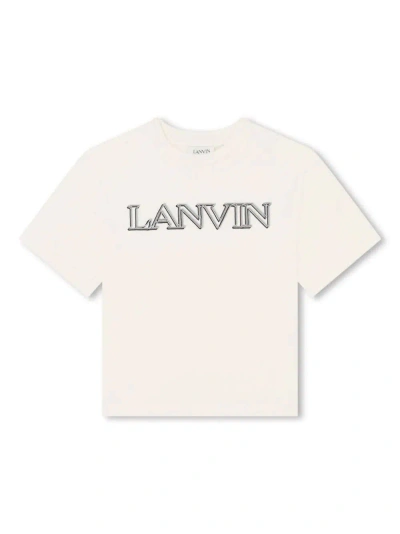 Lanvin Kids' Butter T-shirt With Logo In Giallo