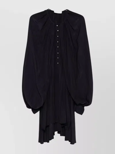 LANVIN BUTTON DETAIL HIGH-LOW DRESS PLEATED DESIGN