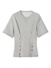 Lanvin Button-detailed Short-sleeve Top In Gray