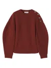 Lanvin Button-embellished Ribbed Sweater In Red