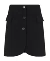 Lanvin High Waist Wool Blend Mini Skirt In Black