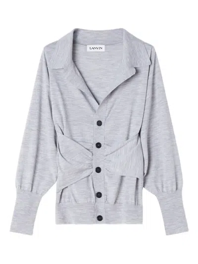 Lanvin Button Long-sleeve Cardigan In Gray