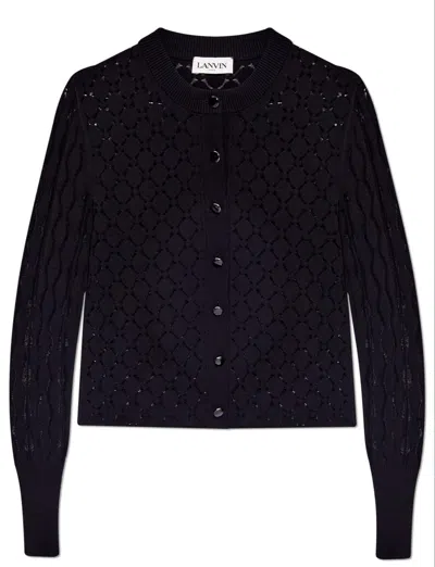 Lanvin Openwork Cardigan In Black