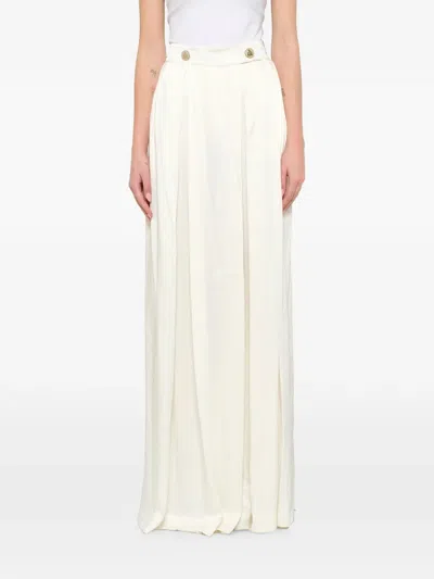 Lanvin Button-detail Pleated Trousers In White