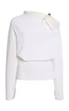 Lanvin Buttoned-collar Knit Top In White
