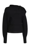 Lanvin Buttoned-collar Knit Top In Black