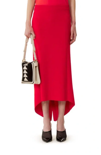 Lanvin Buttoned Long Skirt In Merino Wool In Red