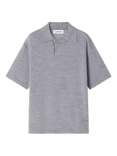 Lanvin Buttoned Polo Shirt In Gray