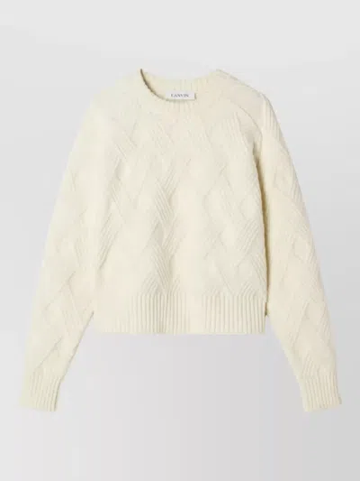 Lanvin Cable-knit Wool Crew-neck Jumper In Neutral