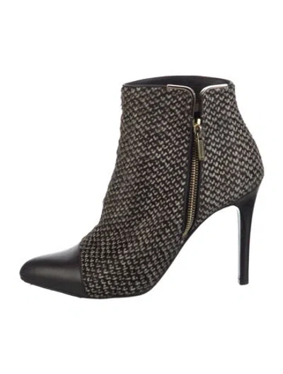 Pre-owned Lanvin Calf Hair Tweed Pattern Boots In Black