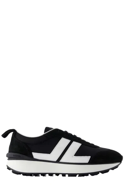 Lanvin Calf Leather And Nylon Sneakers In Black