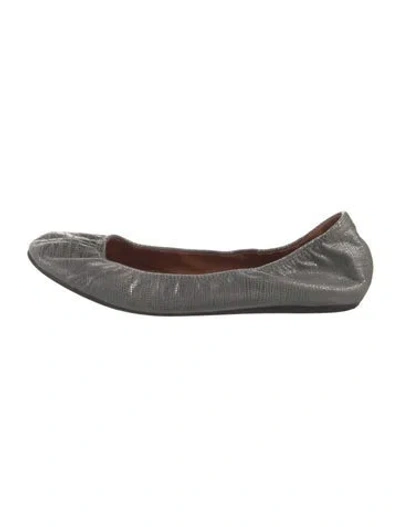 Pre-owned Lanvin Calf Leather Ballet Flats In Gray