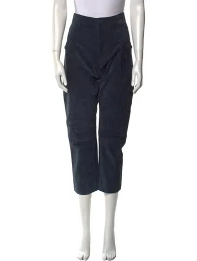 Pre-owned Lanvin Calfskin Straight Leg Pants In Blue