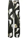 Lanvin Calla Lily-print Silk Trousers In Green