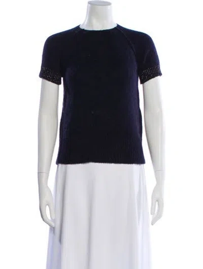 Pre-owned Lanvin Camel Hair Crew Neck Sweater In Blue